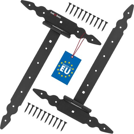 Bisagra transversal en forma de T para contraventanas, cenadores y puertas de 350 mm, juego de 2 unidades. (1/5)