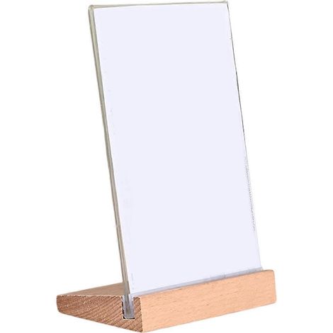 Panneau de table en acrylique type T, support en bois de hêtre, carte de présentation de bureau, carte repas, carte de prix, format A4, bois massif (1/4)