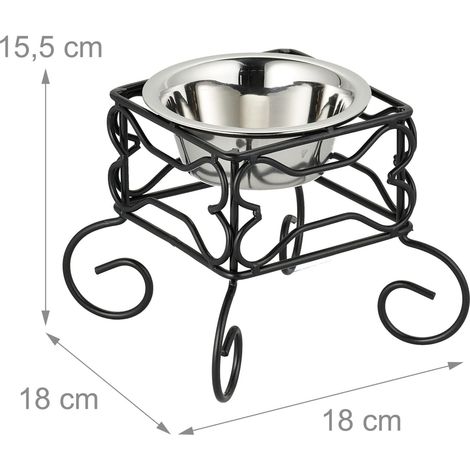 Gamelle surélevée pour animal support design décoratif 300 ml en acier inoxydable noir (1/4)