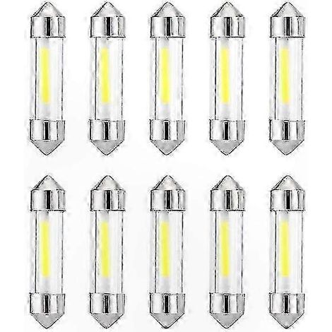 10er-Pack COB-LED-Lampen (31–41 mm) für Innenraumbeleuchtung im Auto, 12 V, 6000 K Weiß, Kennzeichenbeleuchtung, Leselampen, Ersatzlampen (1/2)