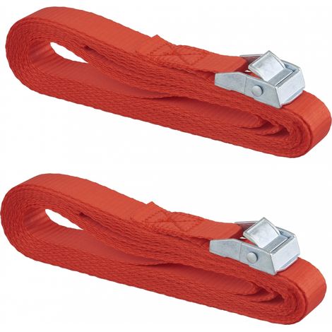 Set di 2 cinghie di tensione, 5m con fibbia autobloccante, rosso - THIRARD