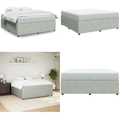 vidaXL Boxspringbett mit Matratze Hellgrau 180x200 cm Samt (1/5)