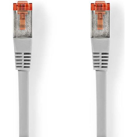 Cable reseau cat6 rj45 male rj45 male sftp 100 m rond lszh pvc gris emballe