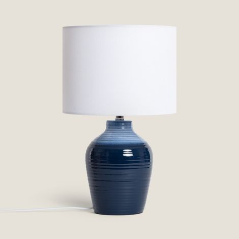 Lampada da Tavolo Ceramica Botijo Azzurro Scuro