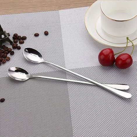 Cuillère de Table 10 Cuillères Longues En Acier Inoxydable Cuillère À Remuer Argent (1/4)