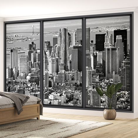 Papier peint panoramique Trompe l'oeil baie vitrée - New york - 195 cm x 117 cm (1/5)
