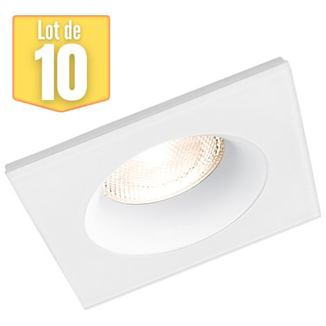 Lot de 10 supports de spots encastrables carré blanc IP54 (1/3)