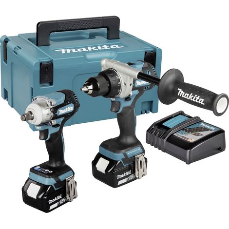 Makita Akku-Kombo-Kit DLX2588GJ: 18V,  DDF492Z + DTW300Z, 2x 6,0 Ah und Ladegerät im MAKPAC