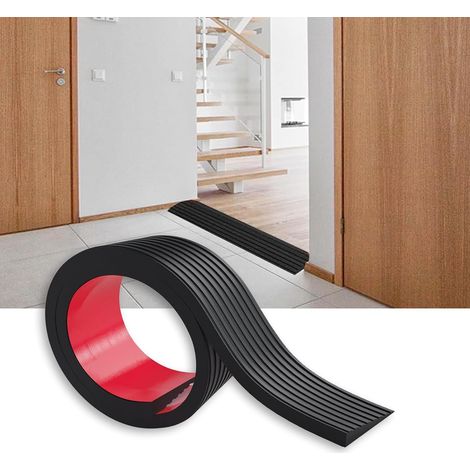 Rampe de seuil de porte - 100 x 8 x 1,5 cm - Rampe en caoutchouc autocollante - Charge maximale : 800 kg - Antidérapante - Rampe de seuil de porte - Compensation de hauteur : 1,5 cm (1/5)