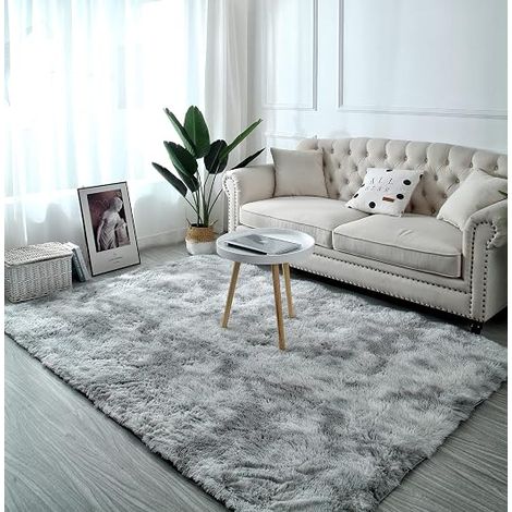 Tappeto per soggiorno 80×120 cm (grigio chiaro), tappeto grande, tappeto per camera da letto, antiscivolo, morbido, tappeto per interni a pelo lungo per cameretta dei bambini
