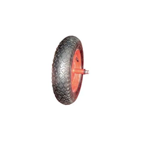 RUOTA PER CARRIOLA PNEUMATICA CON CARRARMATO PERNO MM.12X210  perno mm.12x210, interasse mm.150    ALTE