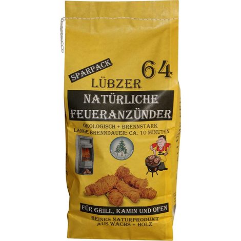 Favorit äóko - Zündwolle 64 Anzünder im Sparbeutel aus Naturholz und Wachs