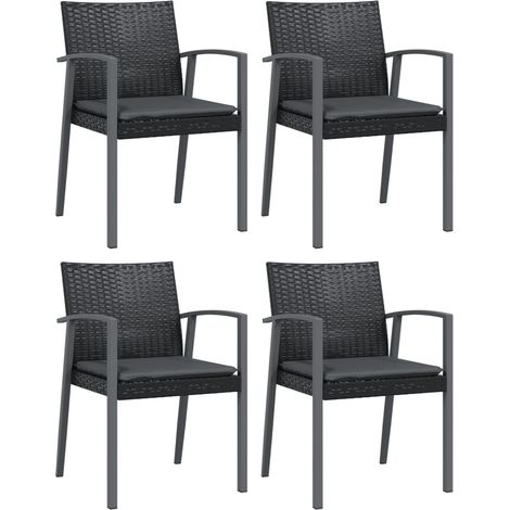 Maison Exclusive - Gartenstühle mit Kissen 4 Stk. Schwarz 56,5x57