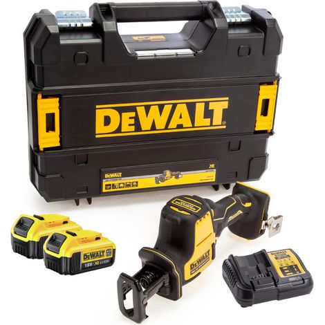 Dewalt – Scie sabre compacte 18V avec 2 batteries 4Ah – Moteur brushless pour coupes précises – Coffret T-STAK inclus