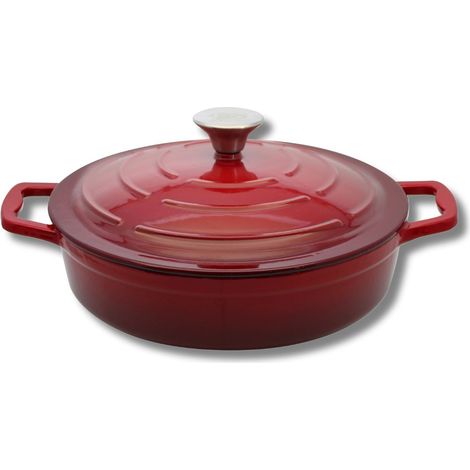 Cocotte en fonte émaillée basse 28 cm rouge cerise 3L Elo (1/5)