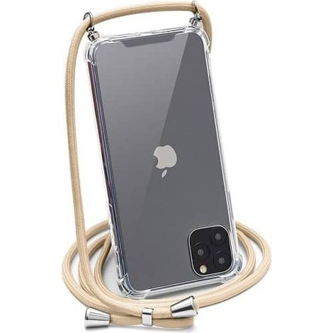 Funda silicona transparente iphone 11 TPU con cuerda Beige (1/4)