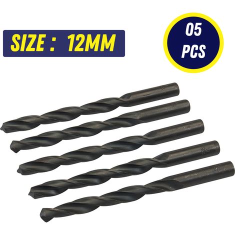 Dapetz ® 10Pcs x 12mm HSS Jobber Drill Bits, Black Twist Drill Bits for Stainless Steel Copper Aluminium Alloy Metal, Wood and Plastics DIN338 (1/5)