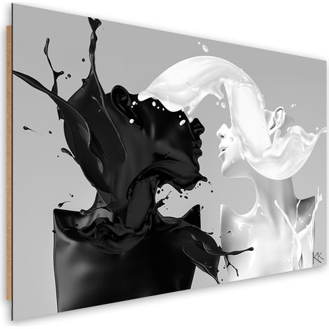Quadro deco panel, Coffee e latte in bianco e nero coppia amore - 90x60 (1/5)
