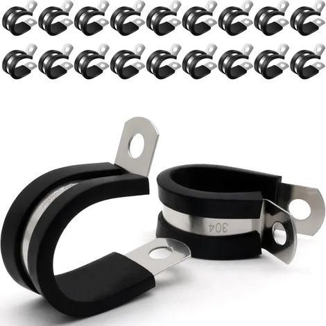 20x Colliers de serrage gainés caoutchouc, inox à visser, Ø6mm, brides de fixation étanches, anneaux de serrage réglables, lot de 20, usage plomberie et automobile (1/5)