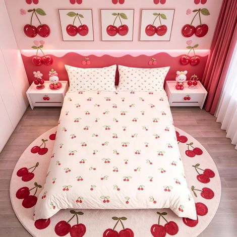 3 pièces avec Housse de Couette pour Enfants Cerises Rose pour Garons et Filles (1/5)
