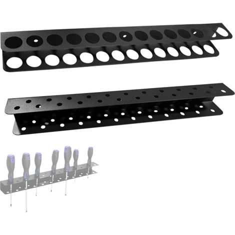 2 Pièces Ensemble Porte Outils Mural, Support Mural pour Pinces de 40 cm et Support pour Tournevis de 40 cm, en Acier au Carbone, pour Organiser L'atelier, le Hangar, le Garage (Noir)