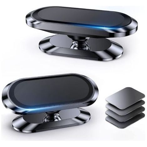 【Lot De 2】Support Telephone Voiture Magnetique【Tout Métal】Aimant Telephone Voiture【360°】Porte Telephone Voiture Aimanté【mains Libres】Socles De Téléphone Portable pour Automobile pour iPhone/Galaxy/GPS