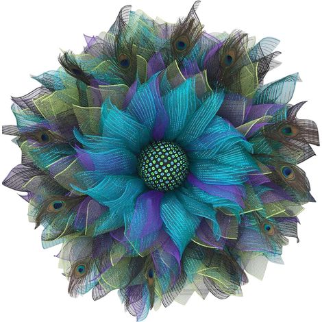 Guirlande En Forme De Paon - Couronne Décorative En Rotin Artificiel - Pour Porte Intérieure Extérieure Mur Ou Événement - Diamètre 45 Cm (1/5)