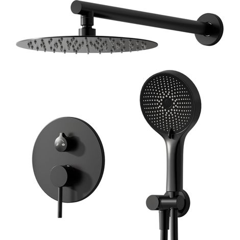 Colonne de douche, ensemble de douche encastré noir avec mitigeur (1/5)