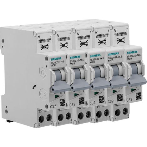 SIEMENS Lot de 5 disjoncteurs Auto P+N 32A