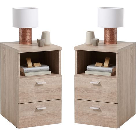 Nachttisch, 2er Set, in Eiche Nb., CERNA-10, auch für Boxspringbetten geeignet, B/H/T je ca. 35/61,5/39,9 cm (1/5)