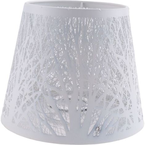 Abat-Jour Métal Tonneau Motif Lustre de Table Applique Murale Blanc (1/4)
