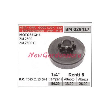 Ritzel CINA Kettensägenmotor ZM 2600 2600 C 1/4' Zähne 8 029417