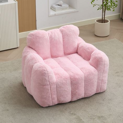 Poltrona bean bag per adulti in tessuto vellutato bianco 105 x 90 x 75 cm