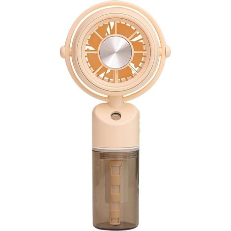 Mini ventilateur portable avec brumisateur, pulvérisateur d'eau et recharge USB, ventilateur de bureau compact pour été et voyage, crème (1/5)