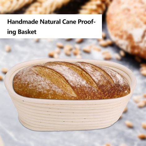 Banneton artisanal en rotin naturel non blanchi, panier de fermentation pour pâte à pain, kit de cuisson 21 x 13,5 x 8 cm (1/5)