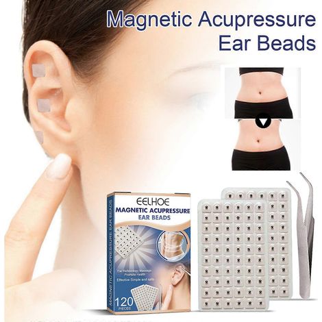 Lot de 120 perles d'acupression magnétiques pour les oreilles, patchs auriculaires, aimants pour la perte de poids et l'acupuncture. Format : 120 pièces (1 paquet). (1/4)