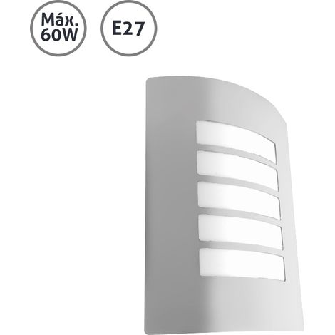 Aplique de Pared Exterior E27 IP54 en metal plateado (1/2)