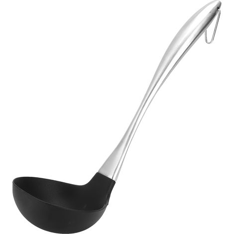 Cuillère de cuisine en silicone avec manche en acier inoxydable, louche à soupe, ustensile de cuisine (1/5)