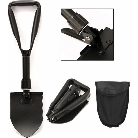 Multifonction Militaire Pelle Pioche Pliante en Métal, Mini Survie Outil pour Camping Randonnée Jardin Pelle (1/5)