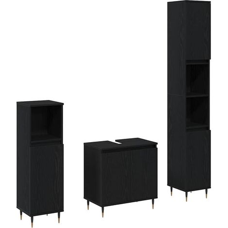 Maison Exclusive - Badezimmermöbel-Set 3 pcs Schwarz Eichen-Optik
