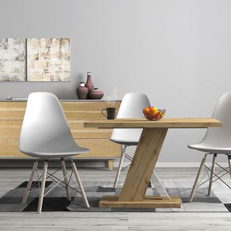 Mesa Fija Liva, 6 Plazas, Detalle Efecto Vidrio, Forma Rectangular, 110x80x76h cm Roble Oscuro Marrón (1/3)