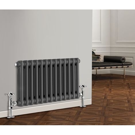 Traditional Radiator Cast Iron Style Radiator 2 Column Anthracite 300 x 605mm