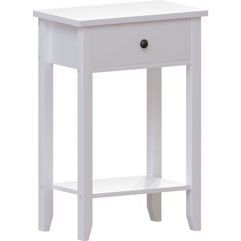 Windsor 1 Drawer Console Table With Shelf Side End Hallway Table, White