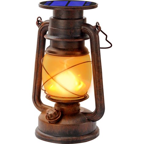 Lanternes Solaires Extérieur Lanterne tempête LED De Lanterne avec Effet de Flammes Lampe-tempête Décorative à LED Design Rétro étanche Pour Jardin,Chemins,Paysage (1pack) [Classe énergétique A+] (1/5)