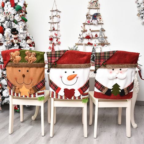 Lot de 3 housses de chaise de Noël, décoration festive pour salle à manger (1/5)