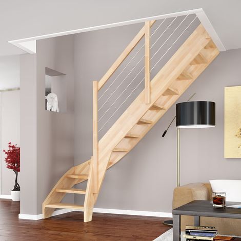 Dolle Raumspartreppe Faro Geradelaufend 243-299cm GH 55-75cm breit Eiche anthrazit Relinggeländer aus Edelstahl
