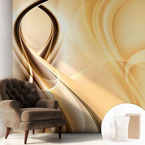 Fototapete Tapete Vliestapete mit Kleber - trendige Wanddeko - Schlafzimmer - Wohnzimmer Wogende Linien 250x250 cm (1/5)