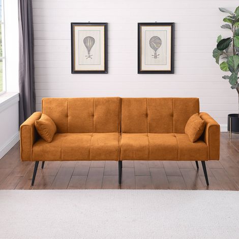 Canapé convertible 172.7xx cm orange en tissu côtelé avec dossier rabattable (1/5)