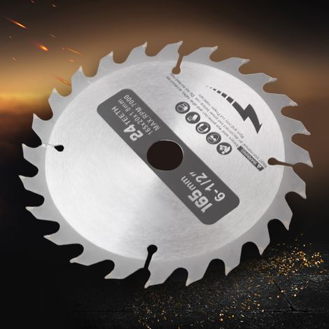 Lame de scie circulaire de 165 mm de diamètre, 24 dents, alésage de 20 mm, pour la coupe du bois (1/5)