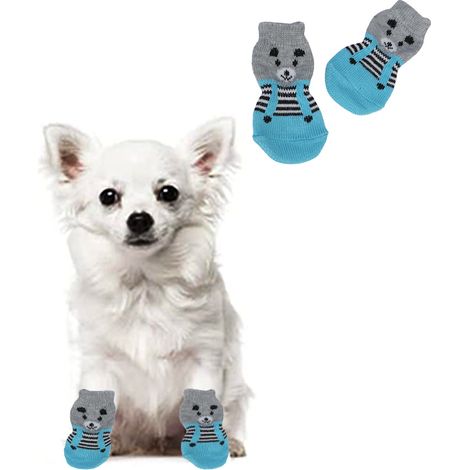 Chaussettes Pour Chien - Coton Tricoté Antidérapant - Protection Sol Et Chaleur - Lot De 4 (1/5)